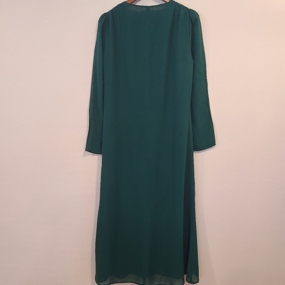 Reformation Deep V-Neck Long Sleeve Emerald Green Maxi Dress - Picture 4 of 6